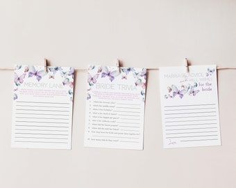 You Give Me Butterflies Bridal Shower Games, Bride Trivia, Memory Lane, Marriage Advice, Shower Activities, Editable PDF, Instant Download