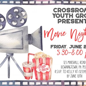 EDITABLE Movie Night Invitation, Backyard Movie Invite, Move Night ...