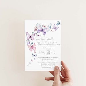 Butterfly Wedding Invitation, Purple Wedding Invite, Spring Summer Wedding, You Give Me Butterflies, Editable PDF, Instant Download image 5