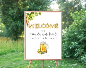 EDITABLE Baby Is Brewing Welcome Sign, Baby Is Brewing Baby Shower, Beer Baby Shower, CoEd Shower, Gender Neutral, Instant Download