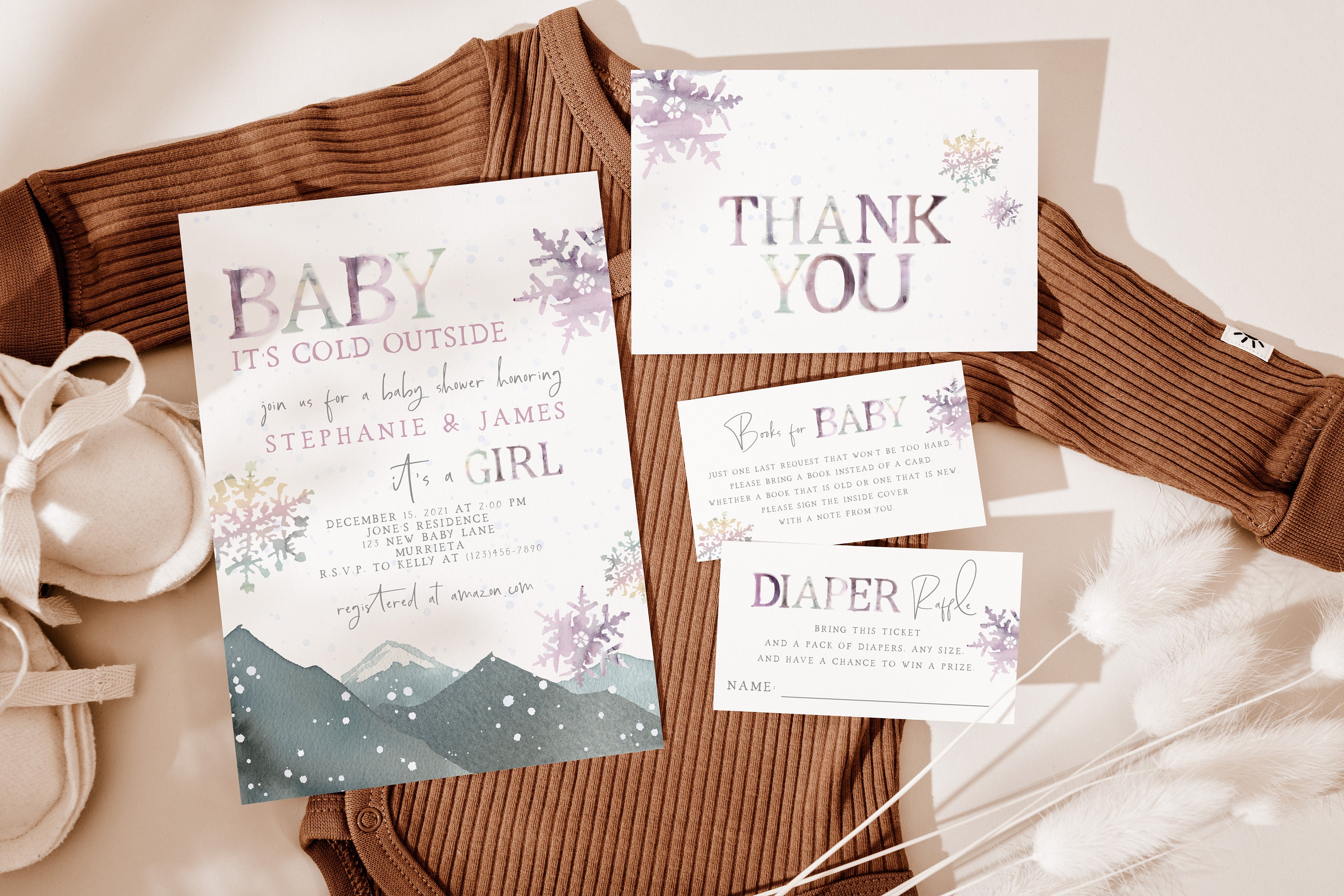 Baby Its Cold Outside Baby Shower Invitation Girl Winter Wonderland Baby Shower Snowflake Baby Sprinkle Editable PDF Instant