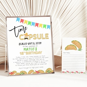 EDITABLE Taco Bout One Time Capsule, Printable Time Capsule Sign, First Birthday, Taco Bout Uno, Fiesta Time Capsule, Instant Download