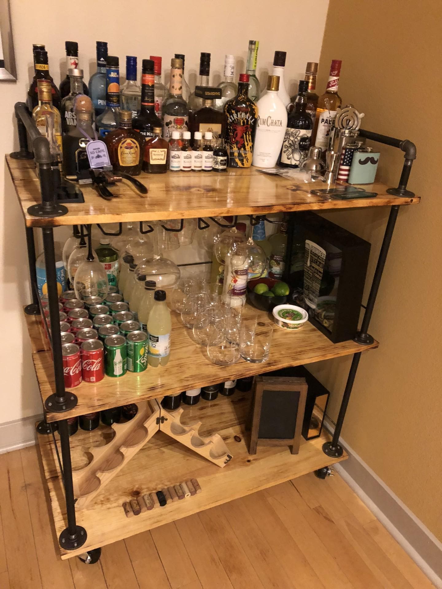 Industrial Bar Cart – A Customizable Gift for Libation Lovers, Bartenders, and Hosts