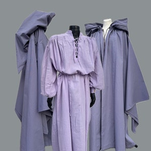 Cloak and Tunic Lavender Moon Wizard, Hooded Cloak, Sorcerer Robe, Arcane Cloak, Wizardry Cape, Sorcery Master Cloak, Mystic Mantle