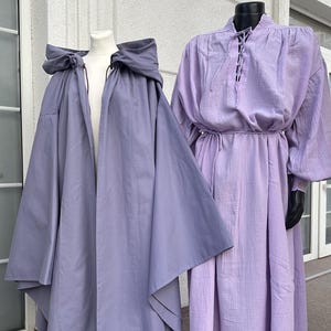 Set Lavender Moon Wizard Cloak and Tunic, Hooded Cloak, Sorcerer Robe, Warlock Mantle, Wizardry Cape, Sorcery Master Cloak, Mystic Mantle