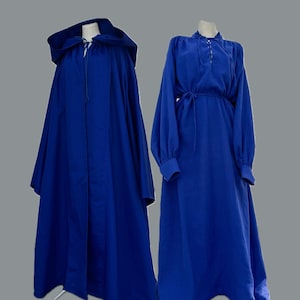 Set Royal Blue Hooded Sorcerer Cloak and Tunic, Mage Tunic, Warlock Robe, Wizard Costume, Sorcerer, Magic, Cosplay Costume, Sorcerer Mantle