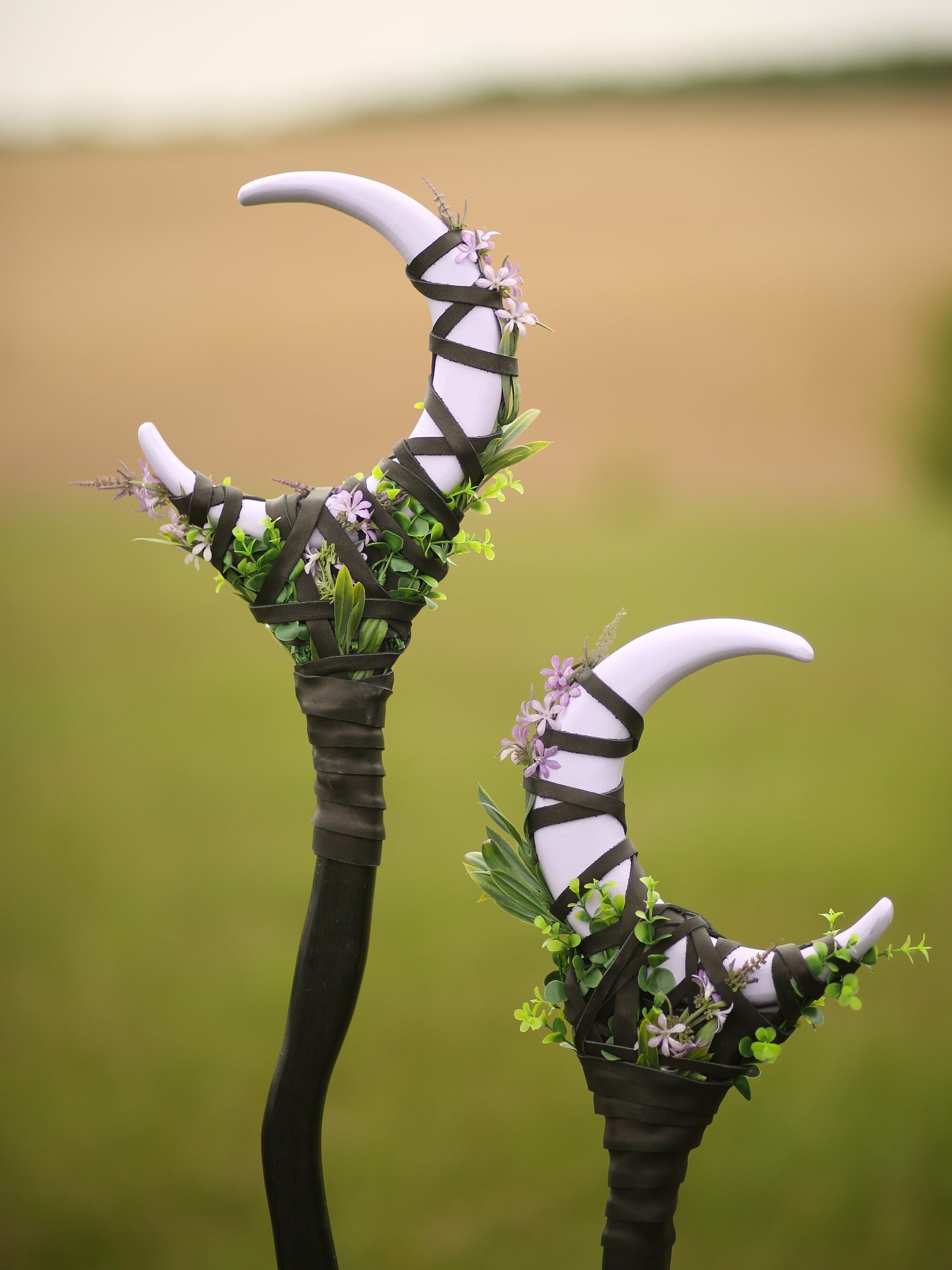 Crescent Lavender Moon Staff Forest Druid Cosplay Etsy