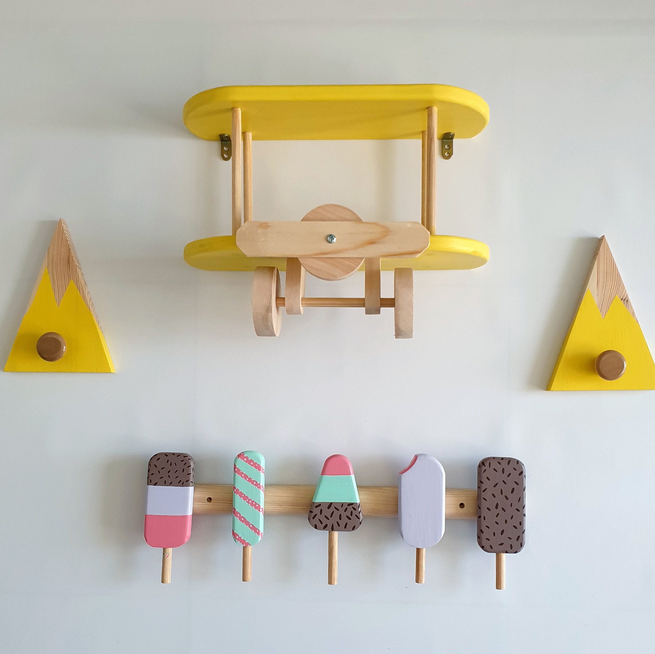 Decoración de pared de estante de avión de madera negro rojo | Etsy