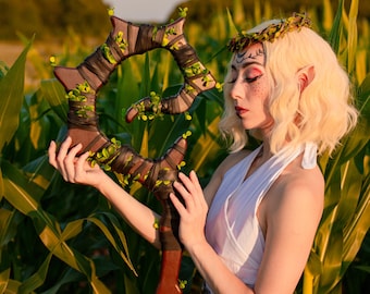The Elven Guardian of The Swamp Druid Staff, The Swamp Staff, Druid cane, Tiefling, Genasi Cleric, Forest wizard costume weapons