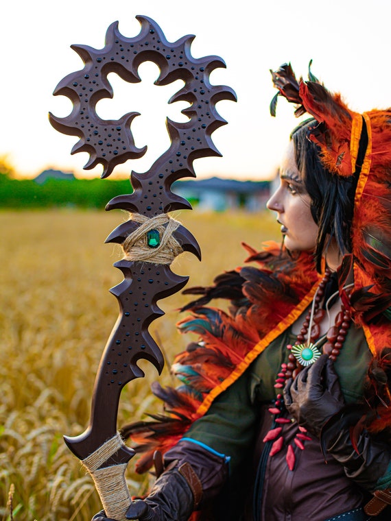 Staff of the Woodlands Brightwood Staff of the Four Seasons Mage Cosplay Magic Staff Wizard Cane Witchcraft Costume Weapon Alder Etsy Ireland