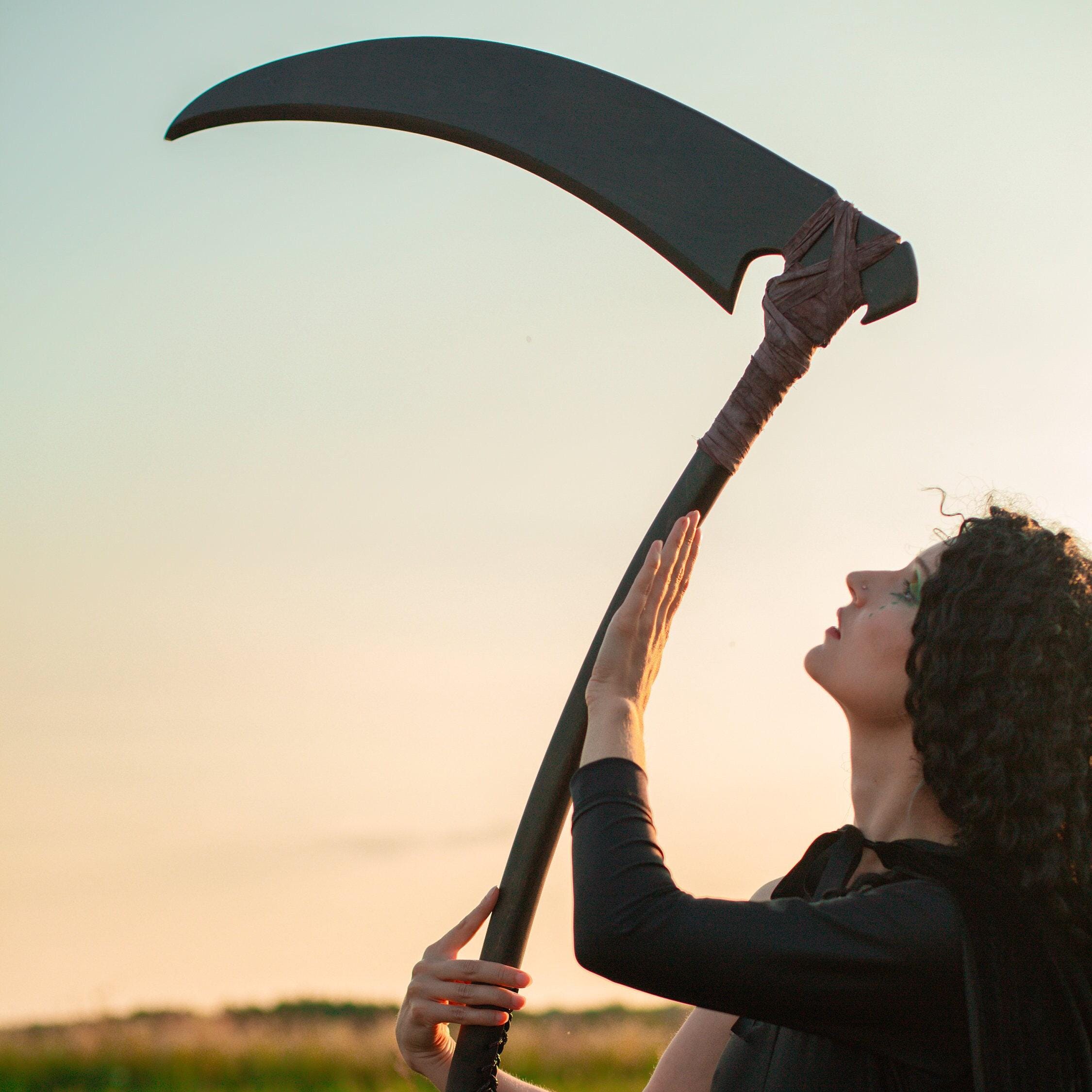 Harvest of Souls: The Scythe Staff Harvesting Soul reaper staff Grim weapon Fantasy Magical staff Death-themed staff Necromancer Sorcerer's