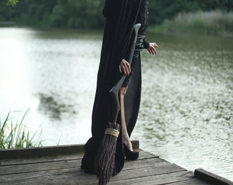 Fire Seed Broom, Handmade witch cosplay Broom, Wizard cosplay broomstick, Flying broom