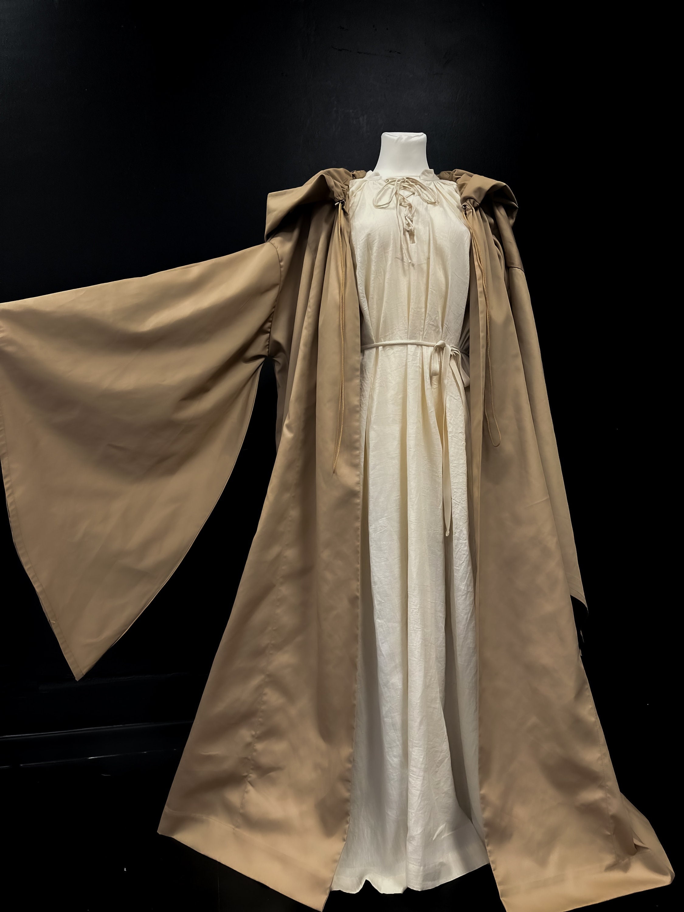 Set Golden Beige Hooded Sorcerer Cloak and Creamy Tunic Set Golden Beige Hooded Sorcerer Cloak and Creamy Tunic