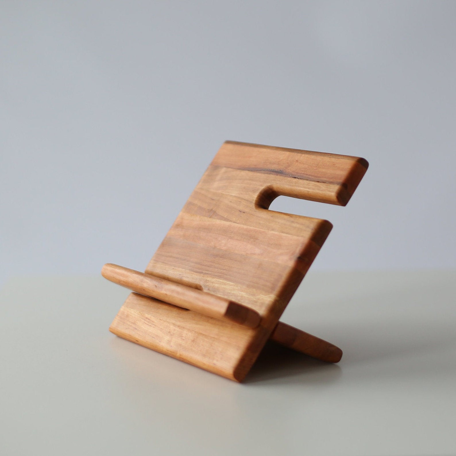 Telefonständer Aus Buchenholz - Rund, Desktop-Handyhalter Für Smartphone & Tablet