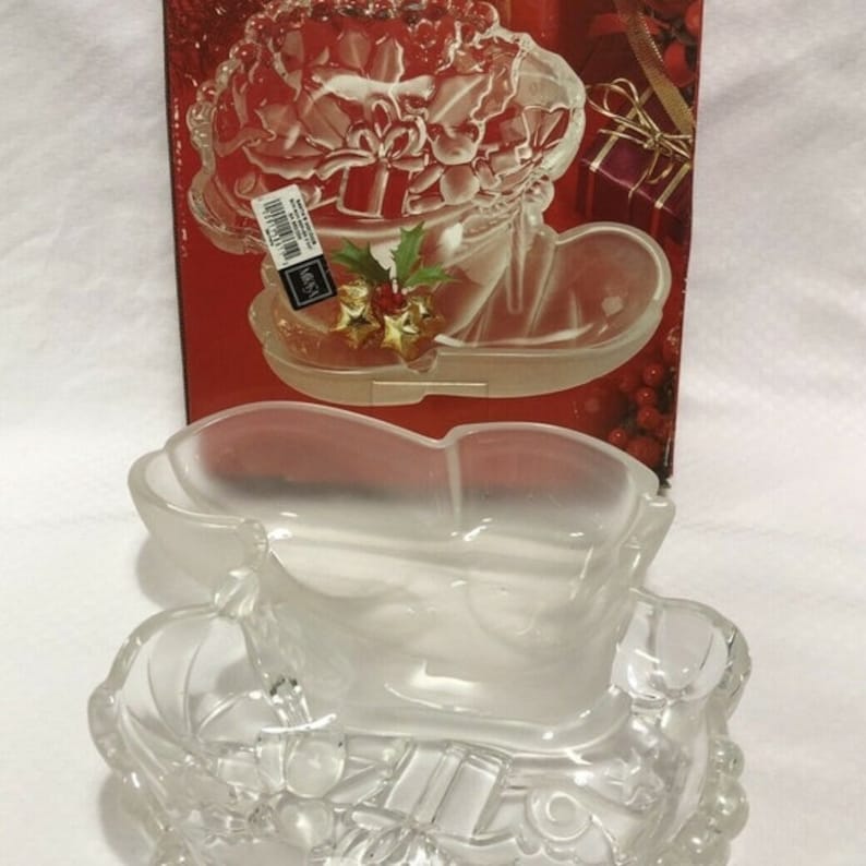Highly Collectible Mikasa Germany Frosted Crystal Bonbon Serving Dish Candy Tray Shaped as Santa/'s Boot in Original Box FREE SHIPPING C25