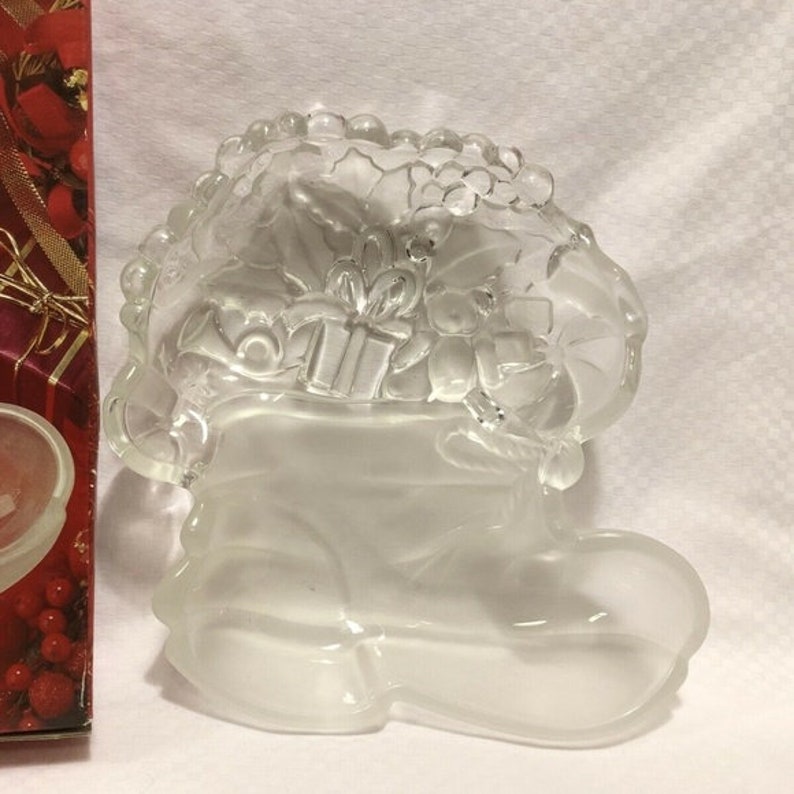 Highly Collectible Mikasa Germany Frosted Crystal Bonbon Serving Dish Candy Tray Shaped as Santa/'s Boot in Original Box FREE SHIPPING C25