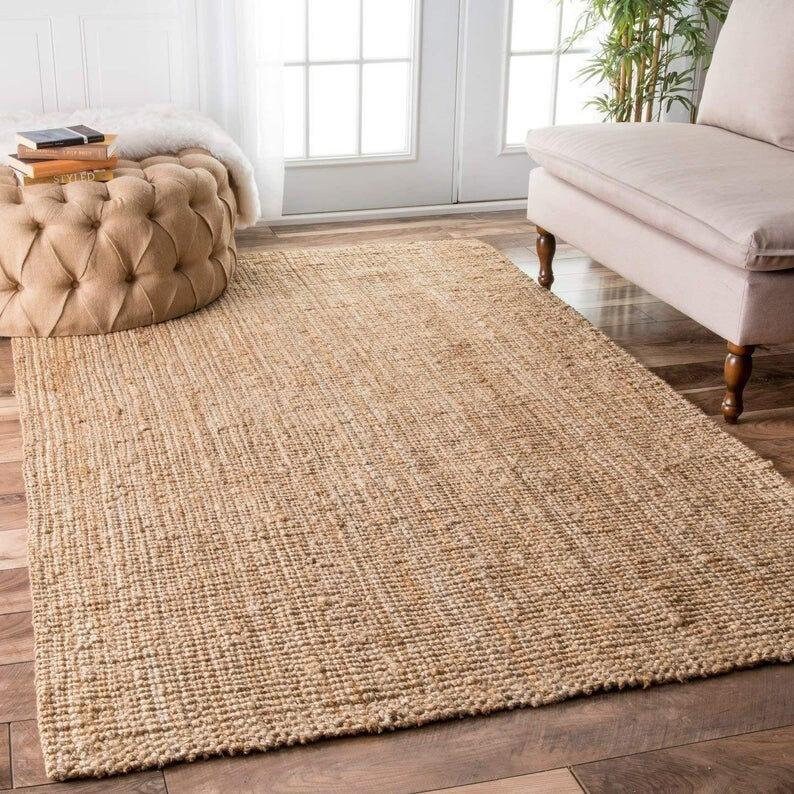 Handmade floor rug Handwoven Jute Square Rug Multi color Etsy