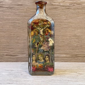 Antique Victorian Whimsey Religious Shrine Diorama Bottle