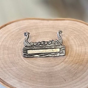 Vintage NORSK TINN Pewter Viking Ship Pin Brooch Norwegian Norway 1960s