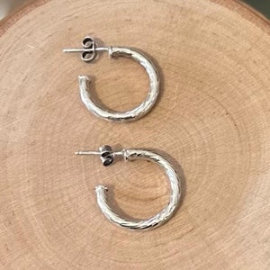 Vintage Sterling Silber 925 Strukturierte Offene Creolen Silber Creolen Minimalist