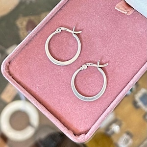 Vintage Sterling Silber 925 Sleek Hoop Ohrringe Silber Creolen Minimalist