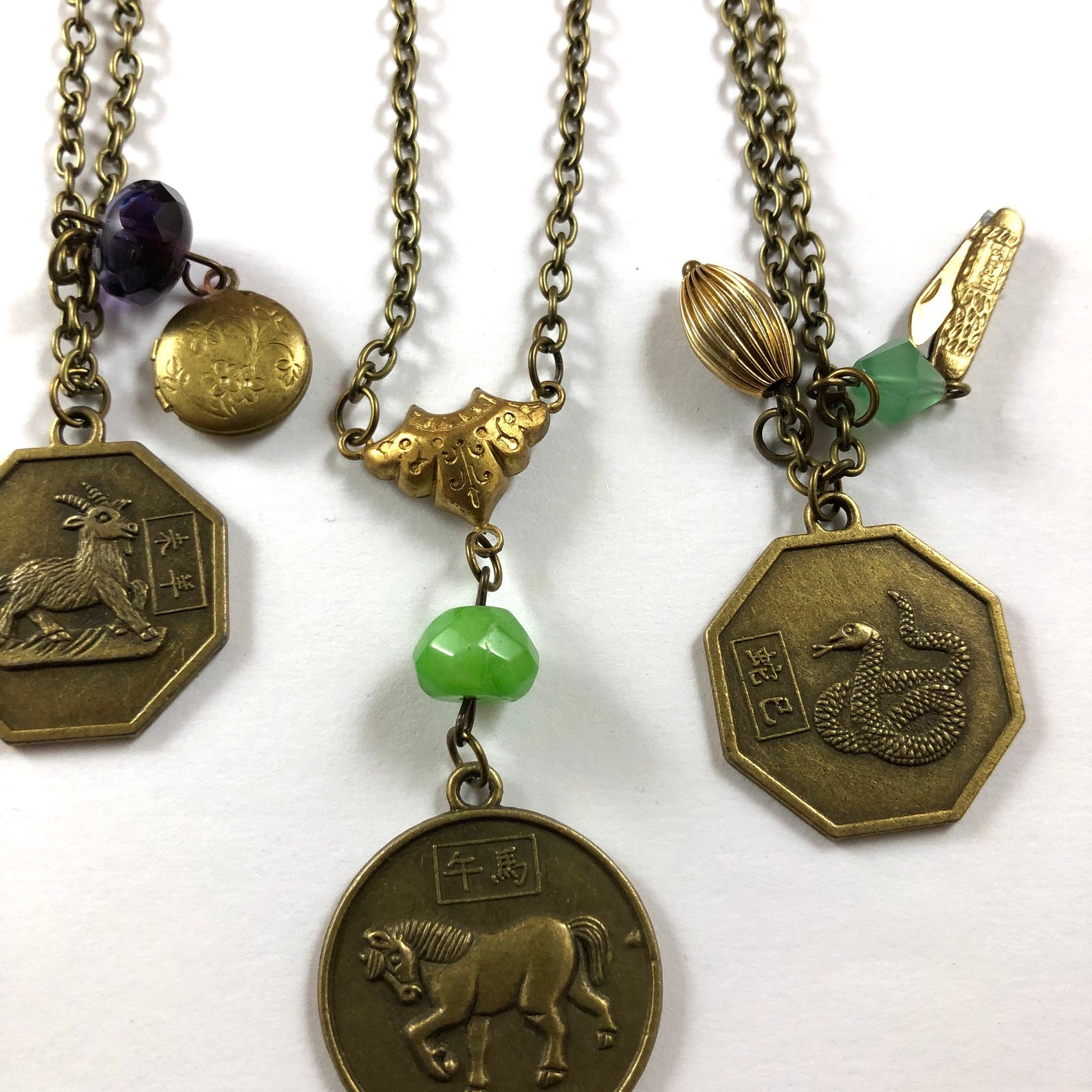 Your Choice Brass Chinese Zodiac Charm Necklace by Violet & Etsy