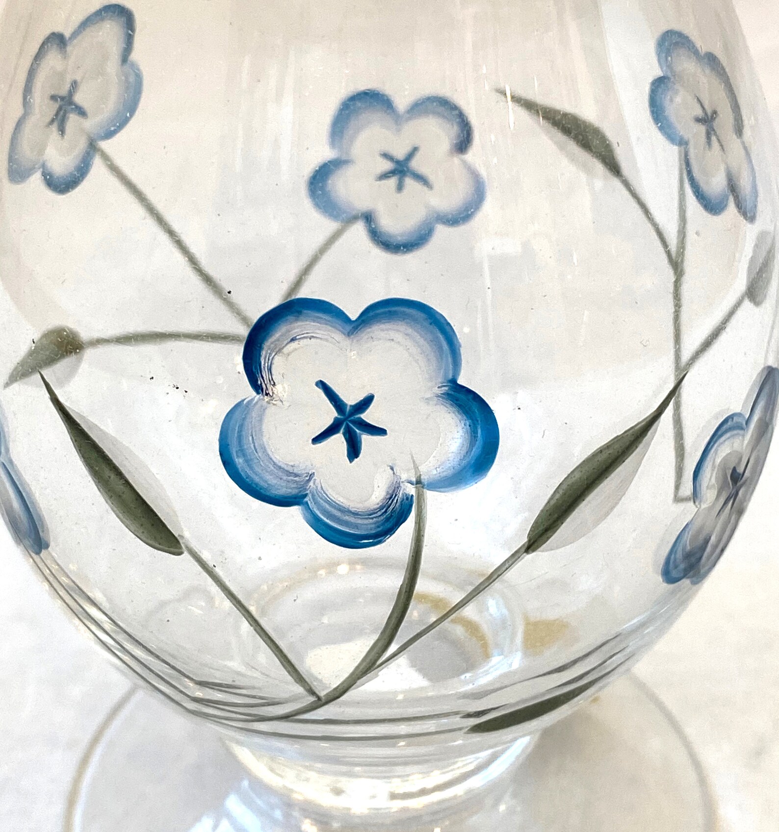 Lenox Hand Painted Clear Glass Blue Flower Vase Etsy
