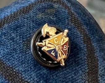 Vintage Knights of Pythias F.C.B. Fraternal Society 10k Yellow Gold Tiny Lapel or Tie Pin