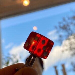 VINTAGE Pair of Red Lucite Dice Bullet Back Cufflinks image 4