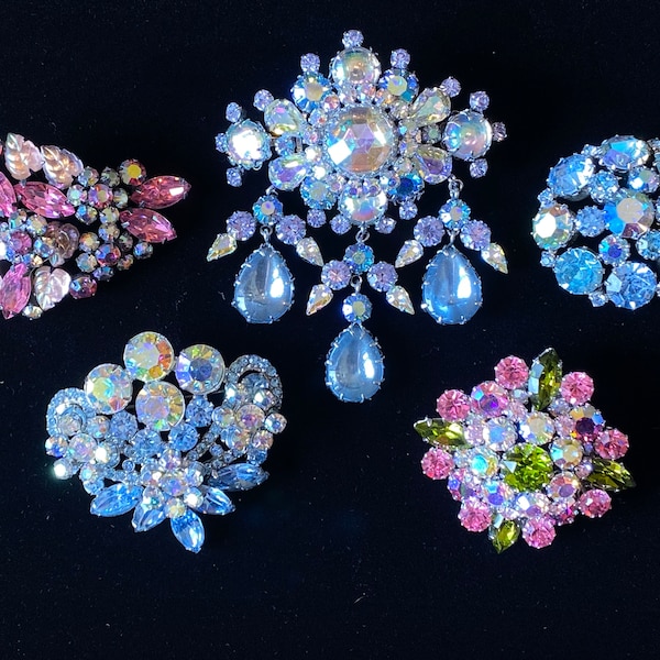 Your Choice! VINTAGE Crystal Rhinestone Brooches