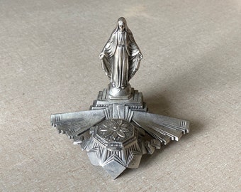 Vintage 1940s Virgin Mary Orfear Paris Metal Inkwell Made In France