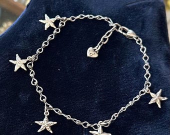 Tornozeleira BRIGHTON Silver Tone Beachy Náutica Estrela do Mar 9,75” Ajustável