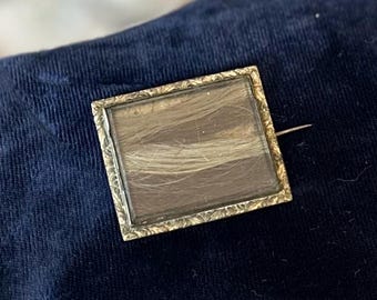 Broche de luto antiguo, joyería para el cabello, alfiler rectangular de vidrio biselado con cierre en forma de C, para rubia y morena