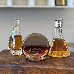 Jij kiest! Diverse vintage mini-parfumflesjes | Quadrille van Balenciaga, Catalyst van Halston voor heren of Elsa Peretti voor Halston