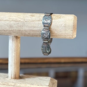 Canadian Souvenir Niagara Falls Scenic Plaques Tourist Bracelet Silver Plated Vintage Made in Holland