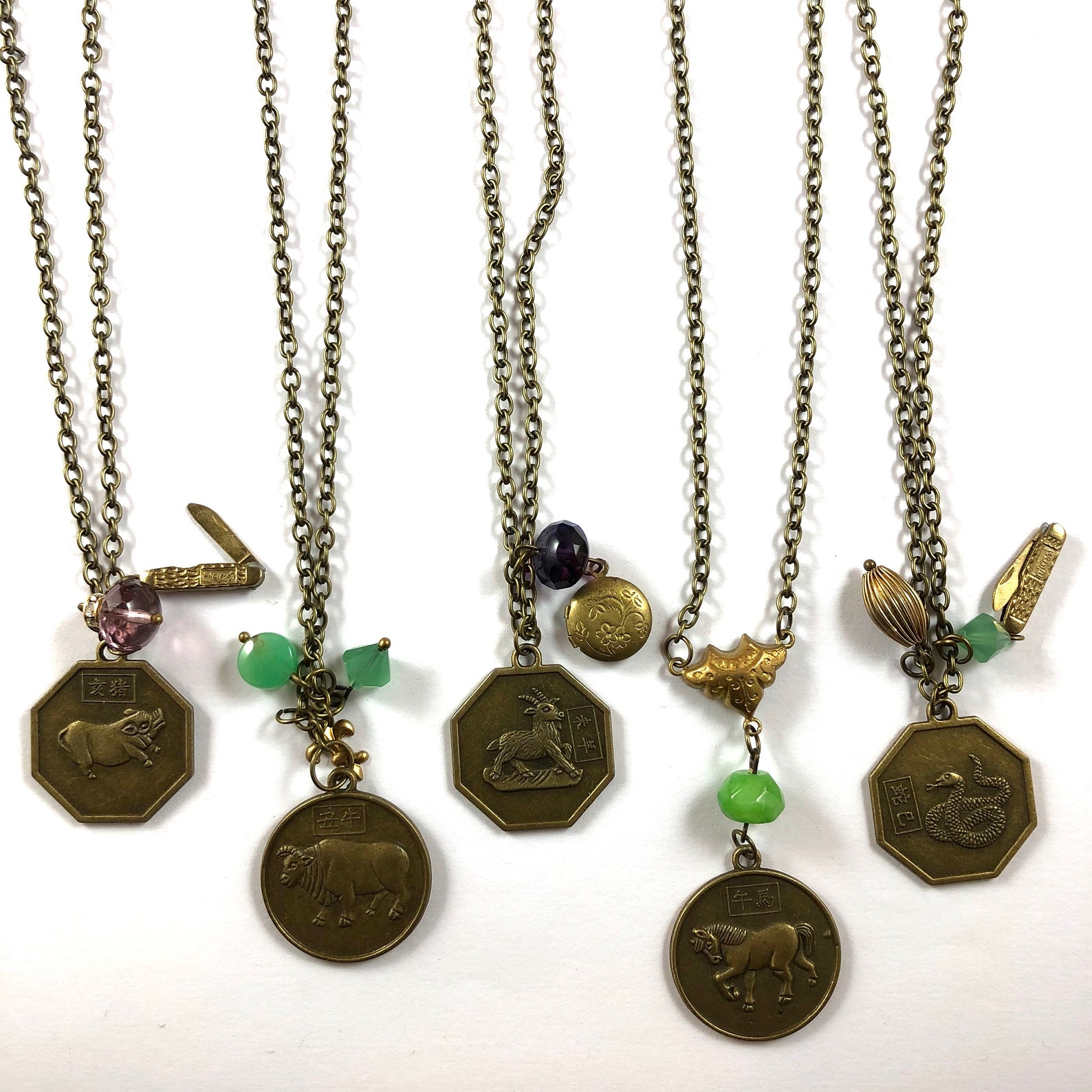 Your Choice Brass Chinese Zodiac Charm Necklace by Violet & Etsy