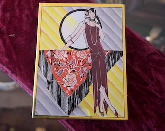 Vintage La Mode Art Deco Lackerli-Huus Basel Switzerland Flapper Lady Candy Tin