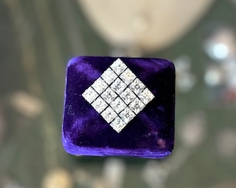 Vintage Signed Weiss Square Diamond Shaped Art Deco Brooch Rhinestone Brooch Pin