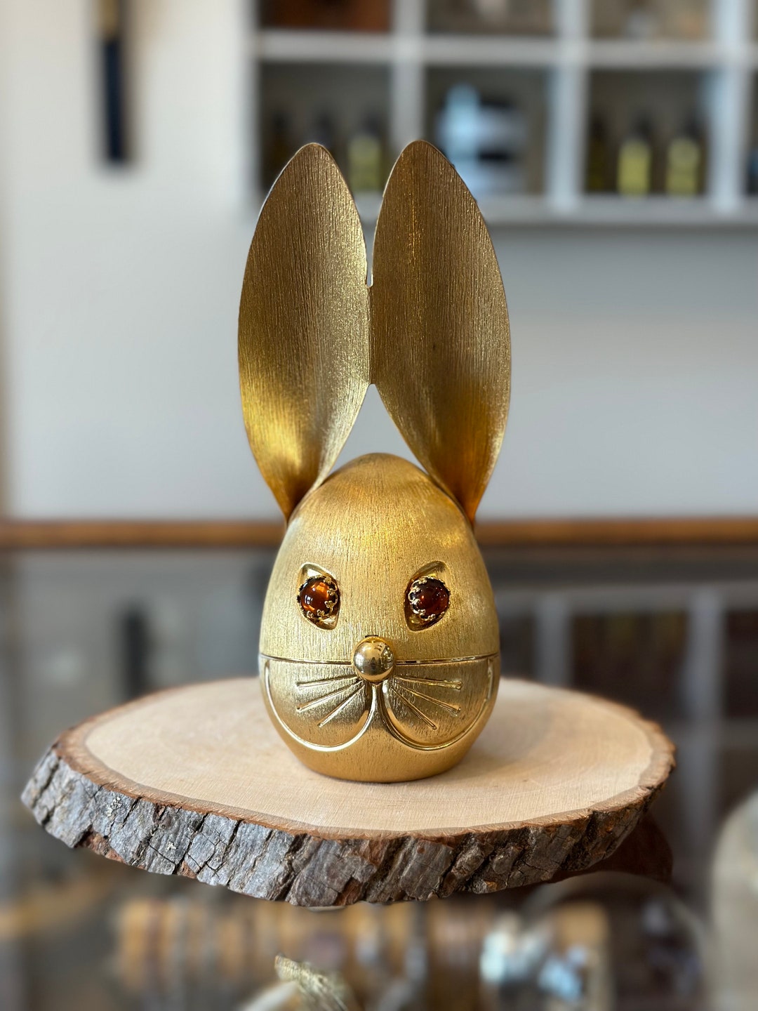 Vintage Napier Bunny Rabbit Head Brushed Gold Tone Metal With Glass ...