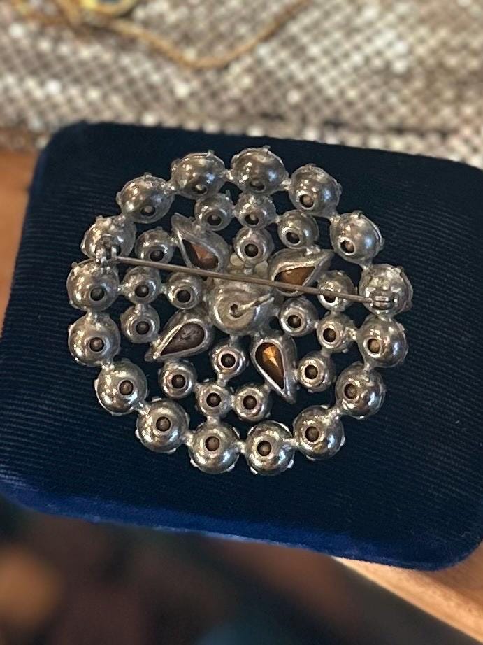 Broche Ancienne Strass Art Déco Années 1930 - Jolie Petite Pièce Vintage - Occasion