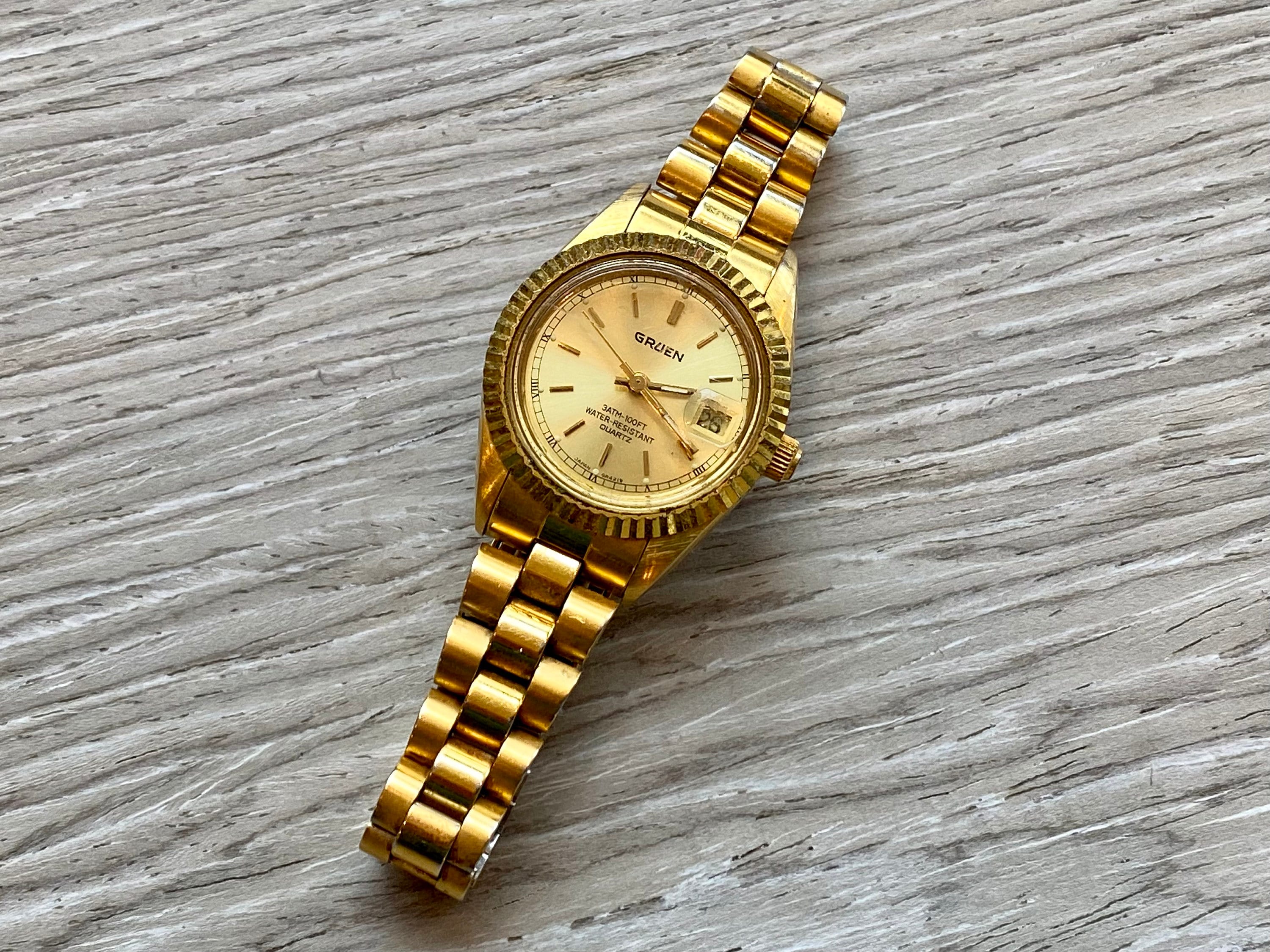 Men's Vintage Gruen Gold Tone Watch 3ATM-100ft Water - Etsy 日本