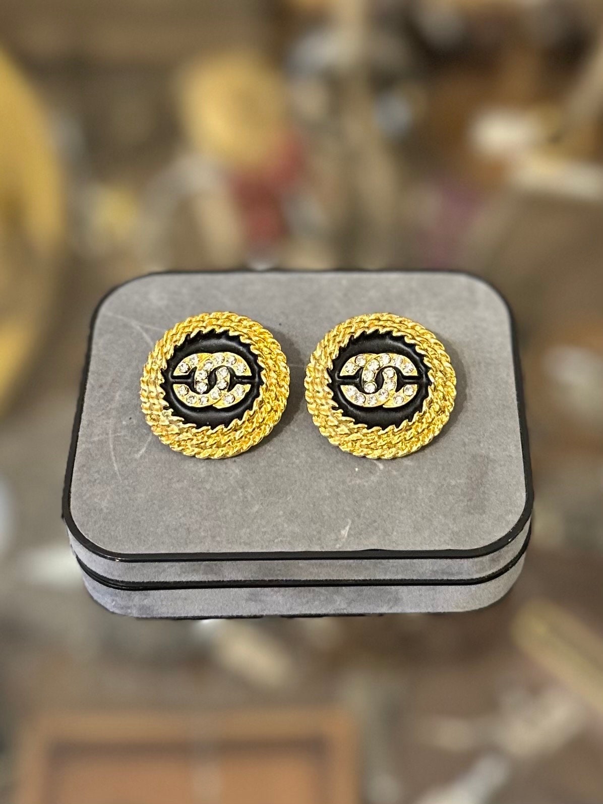 chanel double c stud earrings