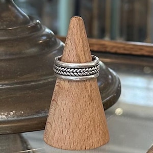 Vintage Sterling Silver Mexico Band Ring Braided Design Unisex US Size 6 1/4