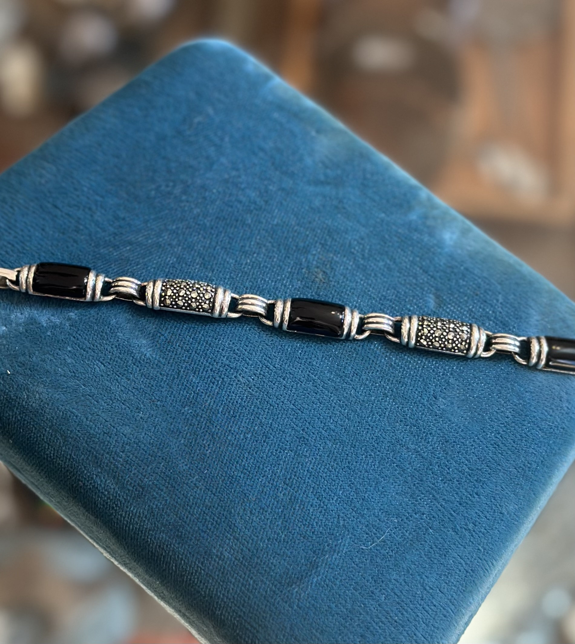 ヴィンテージ 925 スターリングシルバー ブラックオニキスとマーカ