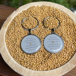 Mustard Seed of Faith Keychain - Matthew 17:20 Keychain - Faith Keychain - Christian faith keychain