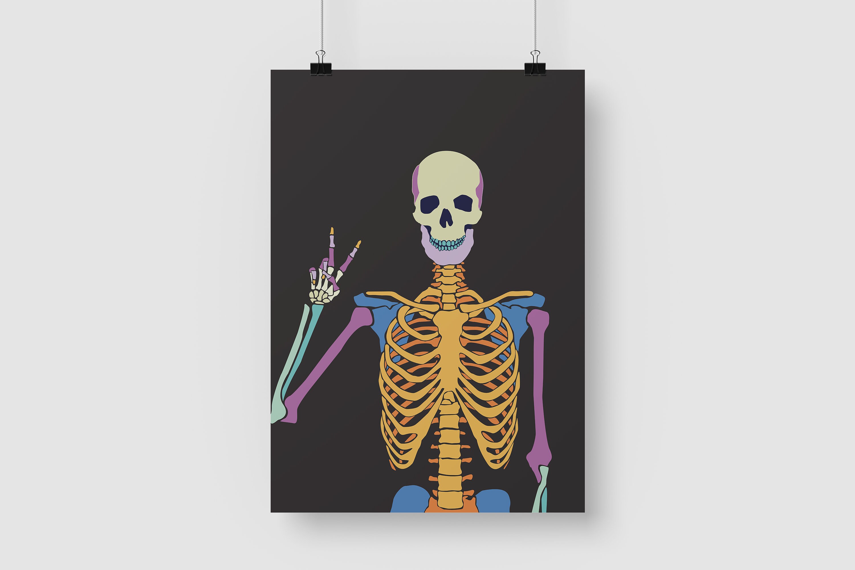 Peace Sign Skeleton Print | Etsy