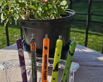 Handmade Glitter Halloween Gel Pens: Spooky Bats, Spiders, Pumpkins
