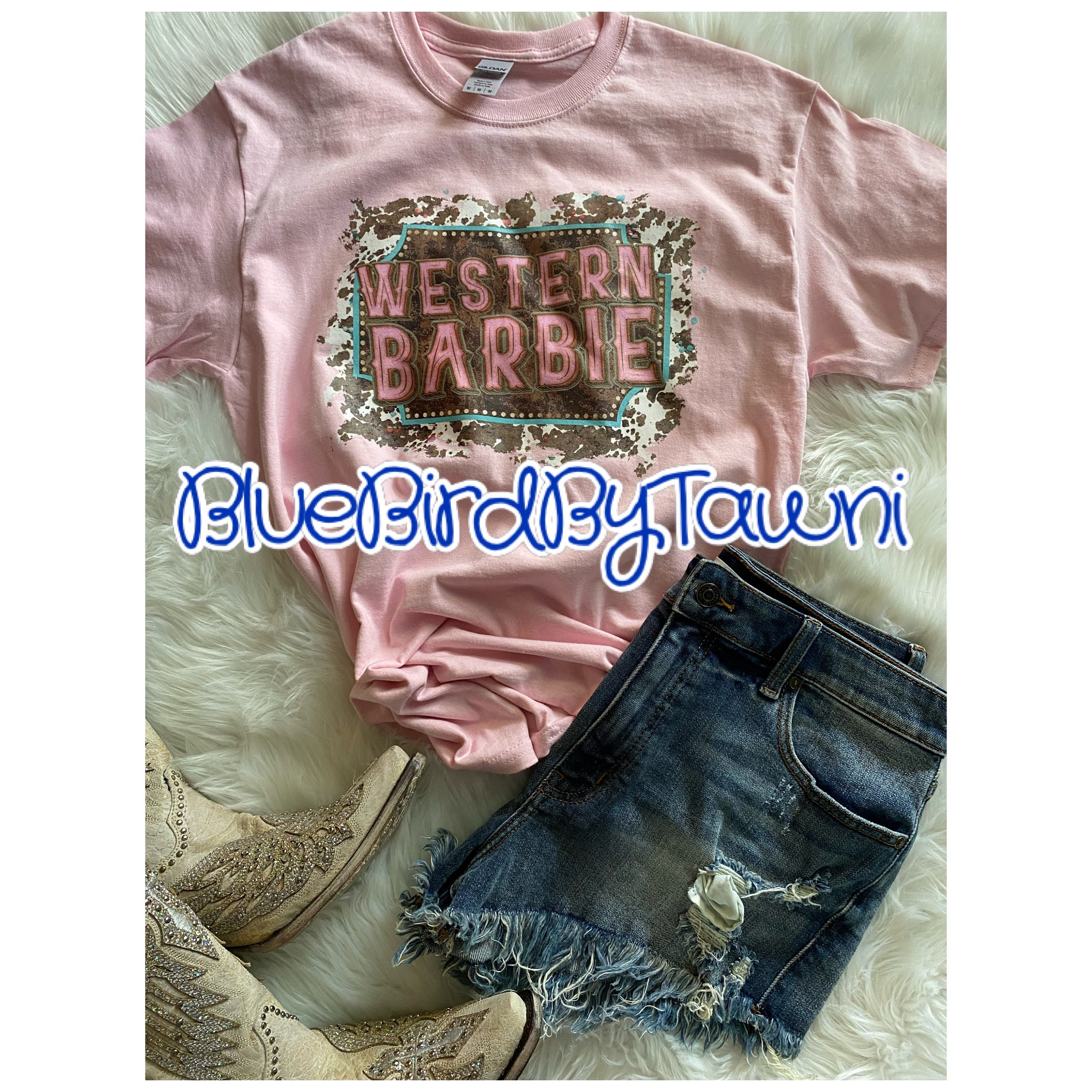 Western Barbie Shirt Distressed Tee Band Tee Vintage | Etsy