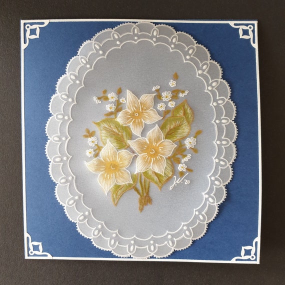 Customization possible! Handmade with a matching envelope Personalized greeting card for any occasion in parchment pergamano technique