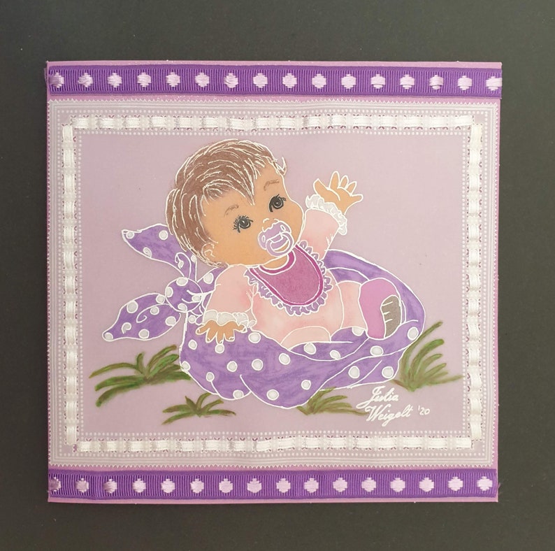 Biglietto d'auguri personalizzato per neonato in tecnica ... Biglietto d'auguri personalizzato per neonato in tecnica ...